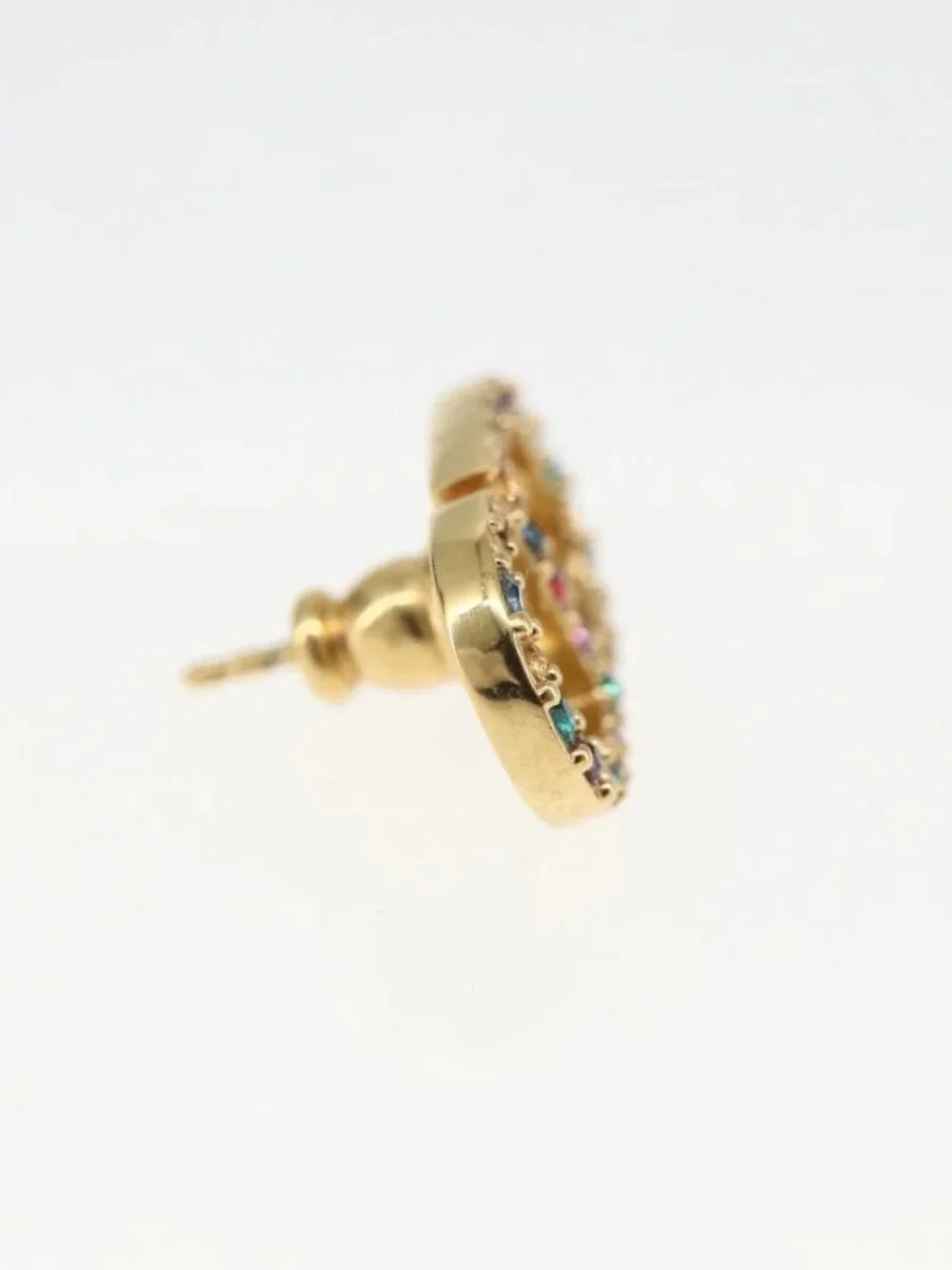 Christian Dior Rhinestone Pierce Earring metal Gold Tone Auth 168258M